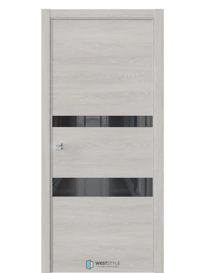 Межкомнатная дверь WestStyle Industrial IN16 ДО Lacobel Черное Дуб серый